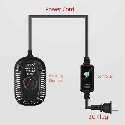 Quartz Glass Aquarium Submersible Heater – Ultra Short Adjustable Turtle Tank Heater 25W-150W