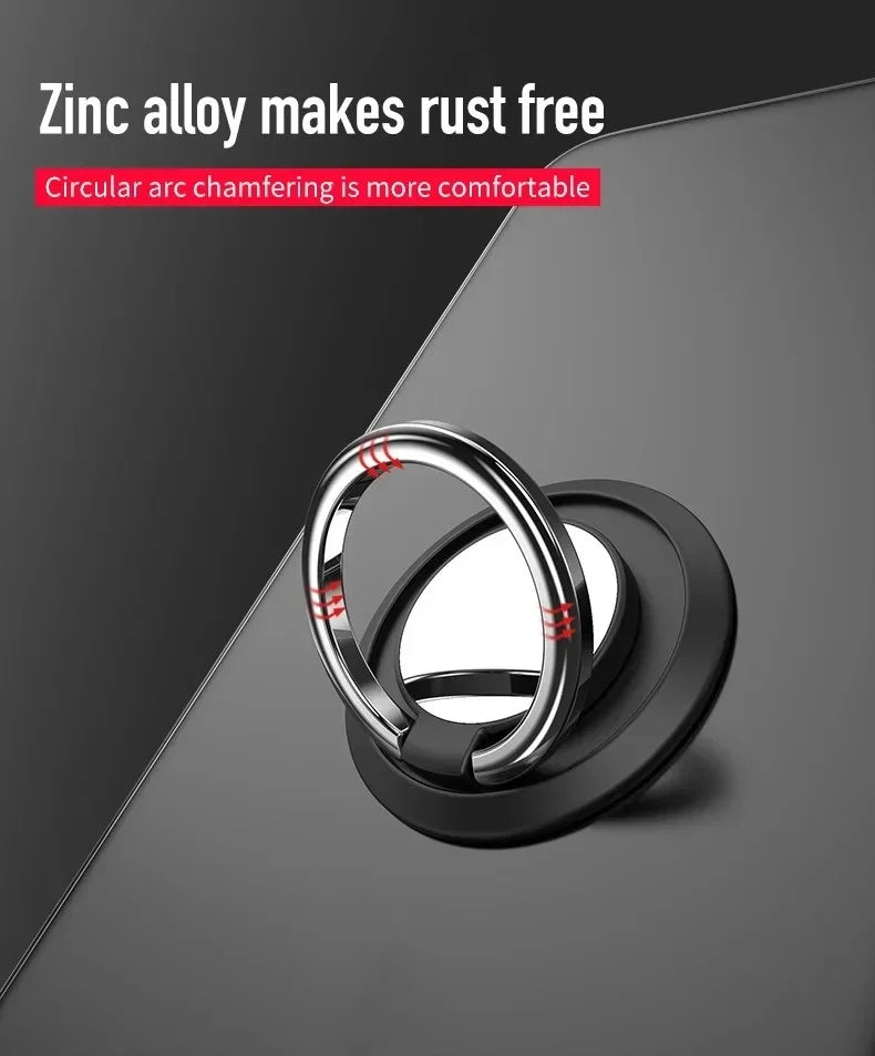 360° Rotating Finger Ring Holder Stand - Magnetic Car Mount & Universal Phone Back Sticker Pad Grip