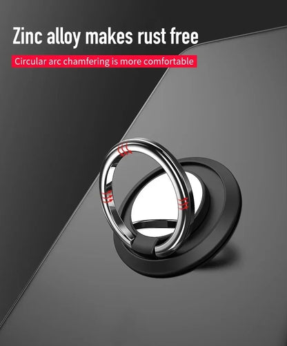 360° Rotating Finger Ring Holder Stand - Magnetic Car Mount & Universal Phone Back Sticker Pad Grip