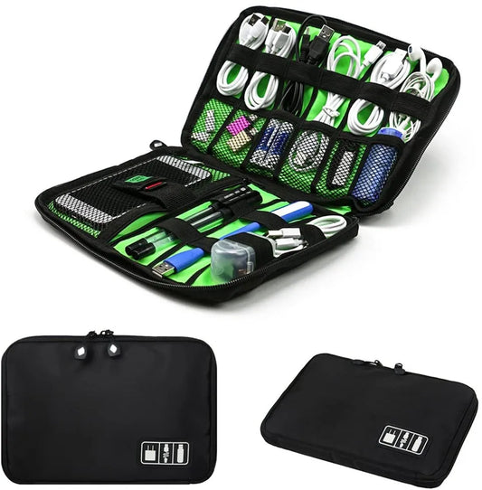 Travel Cable Organizer Bag: Electronics Accessories Storage Pouch for USB Charger, Power Bank, Gadgets - Digital Kit Holder