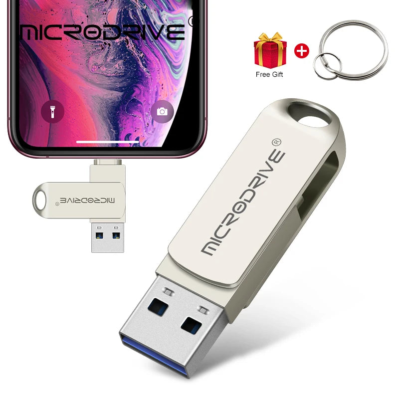iPhone/iPad OTG Flash Drive – 32GB, 64GB, 128GB, 256GB Memory Stick, USB 3.0 Pen Drive, Mobile Micro USB