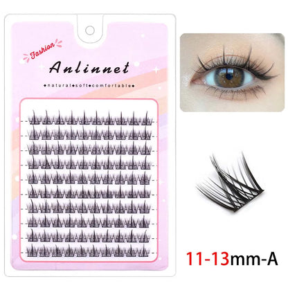 5D Mink Manga Lashes - Fluffy Individual & Natural False Eyelashes, Korean Makeup, Lazy Trilogy Cluster Lashes