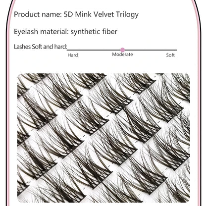 5D Mink Manga Lashes - Fluffy Individual & Natural False Eyelashes, Korean Makeup, Lazy Trilogy Cluster Lashes