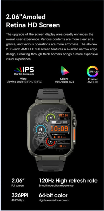 Microwear Ultra Ai3 Smartwatch – 5G, 180° Rotating Camera, Google Play, GPS, WiFi, 2.2" AMOLED HD Display, 4G Calling for Men