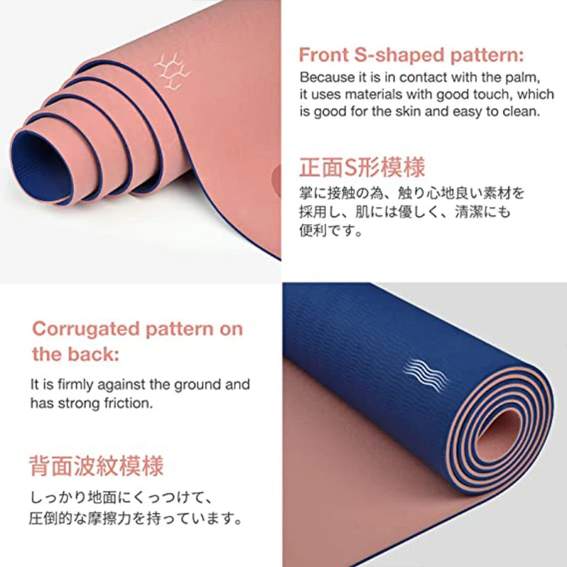 Thick Two-Color Non-Slip TPE Yoga Mat – High-Quality, Odorless Fitness Mat 180x57cm for Home Workouts