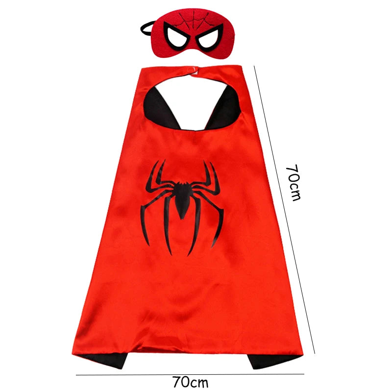 Children's Spiderman Cosplay Set - Red Cape, Mask, and Gloves for Super Hero Fun - Birthday Gift for Boys Aged 3-12