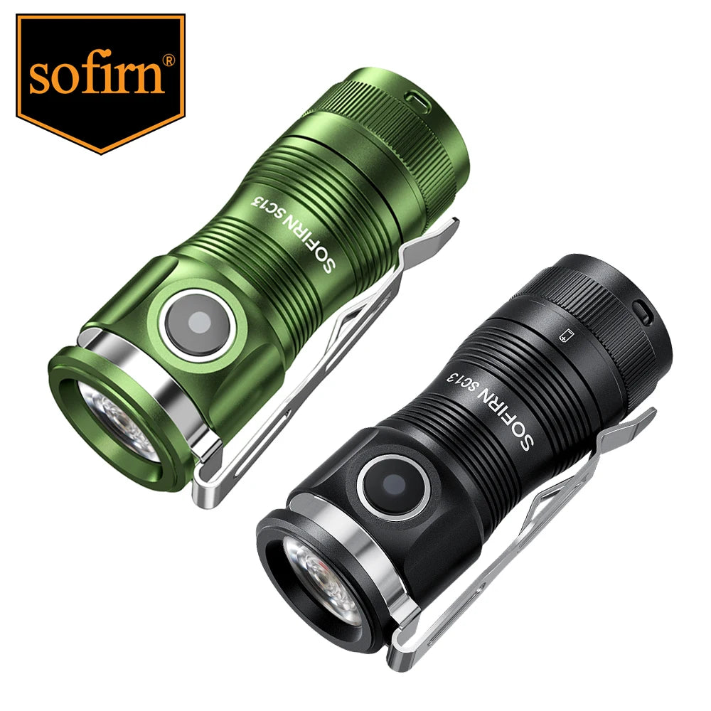 Sofirn Mini SC13 SST40 LED Tactical Flashlight — 1300LM 18350 Rechargeable Keychain Torch with Magnetic Base
