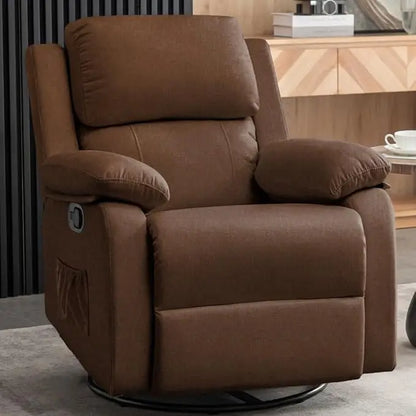 360° Swivel Recliner Rocker Chair – Upholstered Fabric Glider for Adults & Nursery Use
