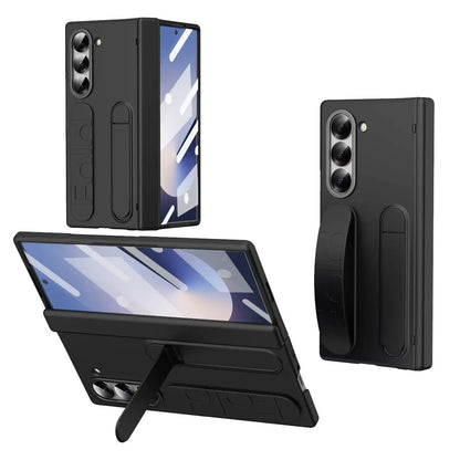 Original Silicone Grip Phone Case for Samsung Galaxy Z Fold 4-7 – Stand & Hinge Protective Cover with Glass Film