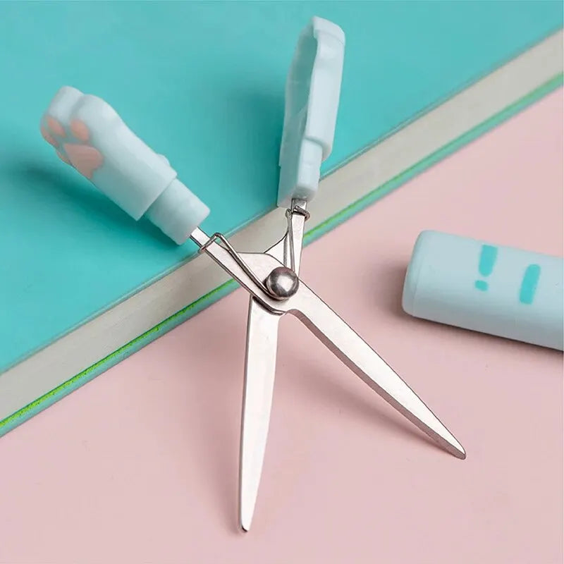 Cute Cat Paw Stationery Set: 4-Piece Correction Tape, Scissors, Utility Knife, Ruler - Kawaii School Supplies for Cat Lovers