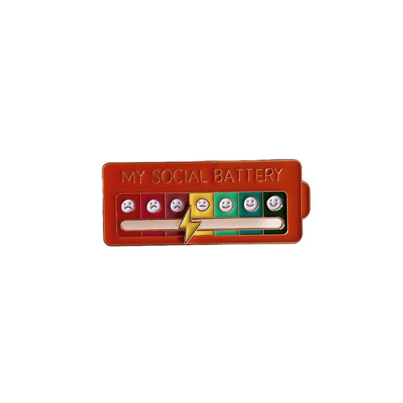Mood Conversion Energy Brooch – My Social Battery Expression Pin for Men & Women, Clothing Badge