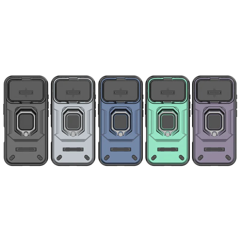 Armor iPhone 17 Pro Max Case – Slide Camera Protection with Ring Holder Cover