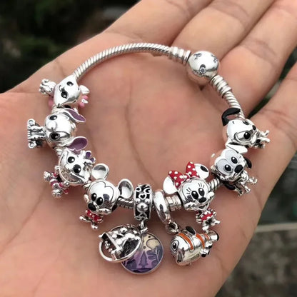 MINISO League of Legends Mickey & Minnie 925 Sterling Silver Charm – Beads Fit for Pandora Bracelet, Ladies Jewelry