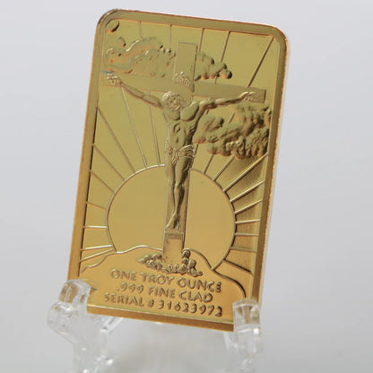 1 OZ Gold Replica Bar – Last Supper Jesus & Angel 999 Gold-Clad Christian Commemorative Coin