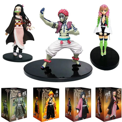 Demon Slayer Anime Figures – Kimetsu No Yaiba Tanjiro Nezuko Zenitsu Inosuke Action Doll Toys