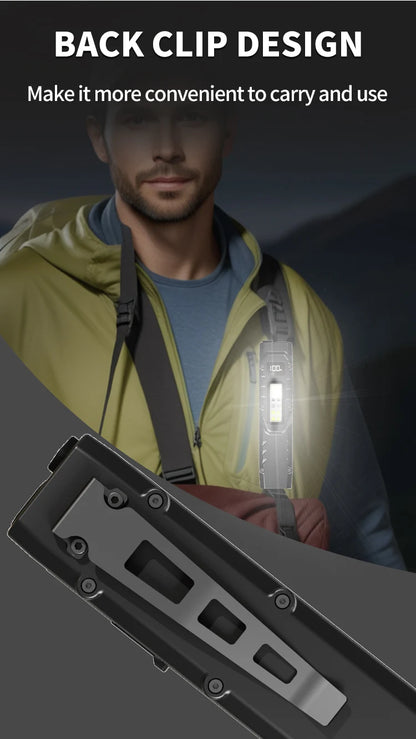 Portable 800 Lumens USB Rechargeable Tactical Flashlight – IPX4 Waterproof LED COB Work Light for Camping