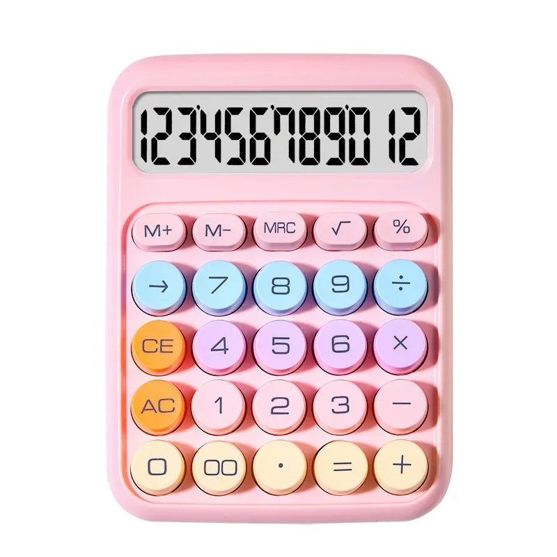 Dopamine 12 Digit Desktop Calculator - Mechanical Keyboard Style, Portable Mini Calculator for Home, School & Office Use