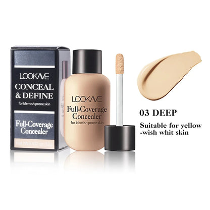 Waterproof Liquid Concealer Foundation – Full Coverage Cream for Acne, Scars, Dark Circles & Face Makeup Base