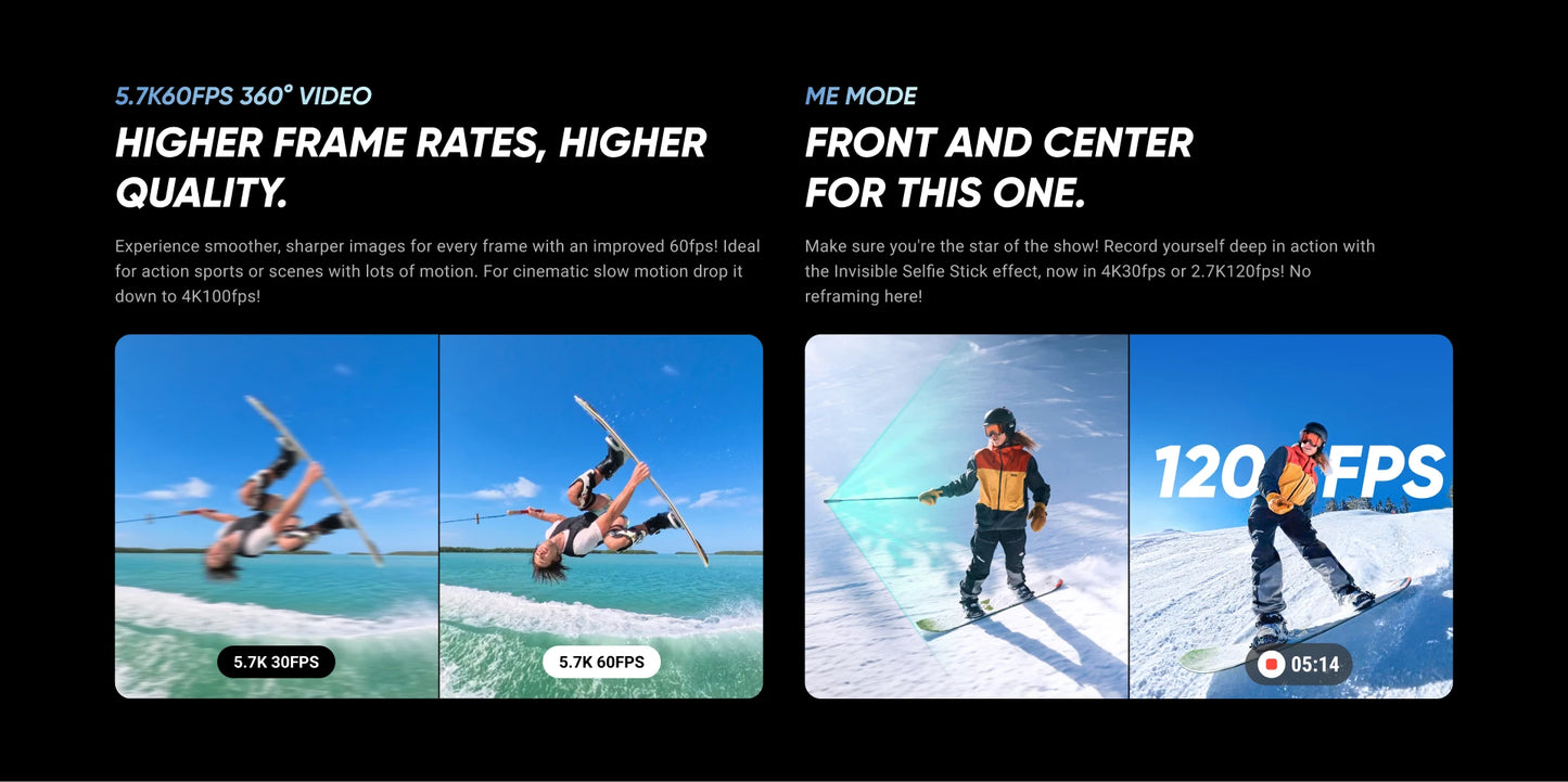 Insta360 X4 8K Waterproof 360 Action Camera – 2290mAh Battery, 2.5'' Touchscreen, 4K Wide-Angle Video