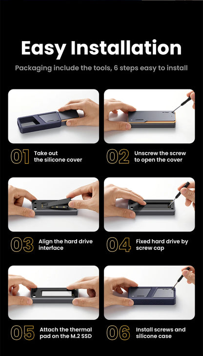 UGREEN 40Gbps NVMe SSD Enclosure – M.2 to USB4.0 Adapter with Built-in Cooling Aluminum Case