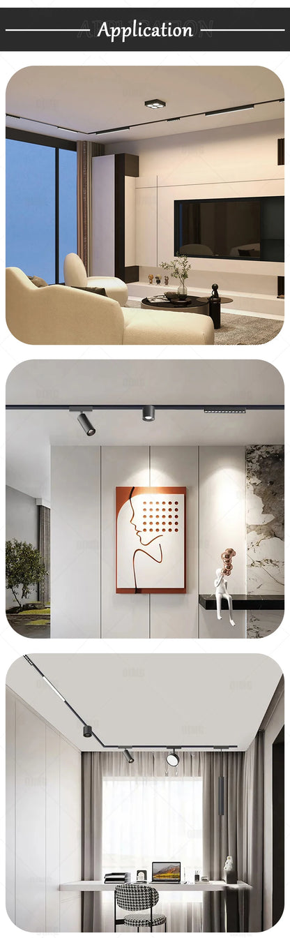 Smart Home Tuya Dimming 6mm Ultra-Thin Ceiling Mount Magnetic Track Light, 48V Slim Surface Mounted Linear Light