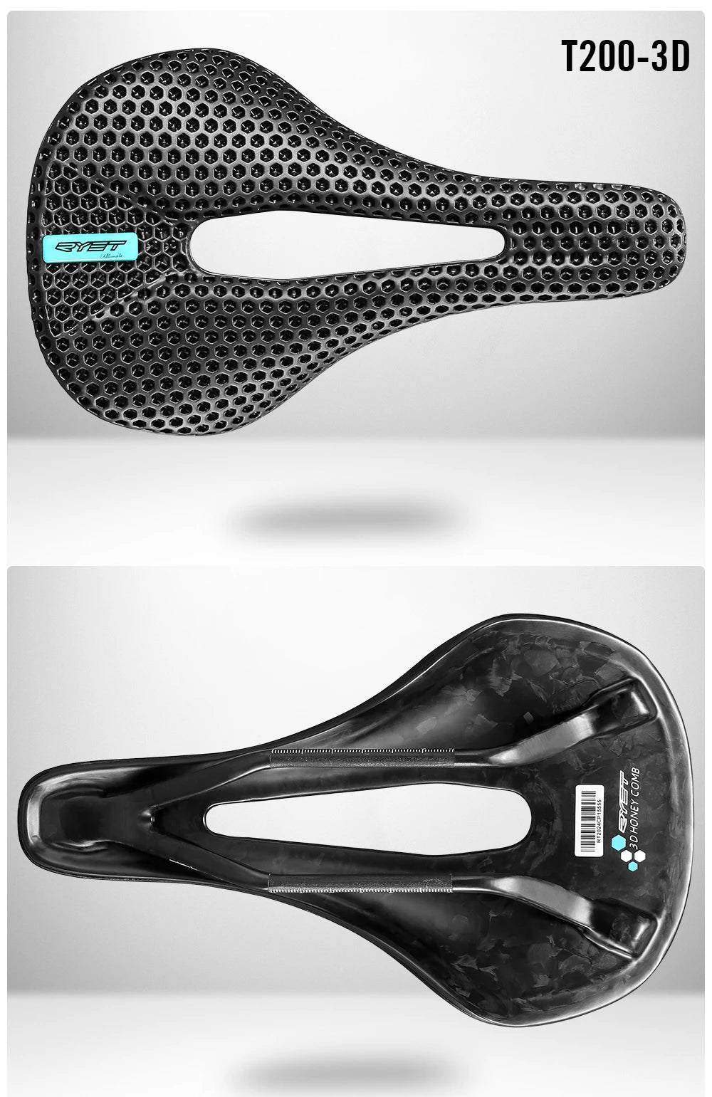 RYET 3D Printed Carbon Bike Saddle — 140/142mm Super Light EVA Road & MTB Racing Seat Cushion