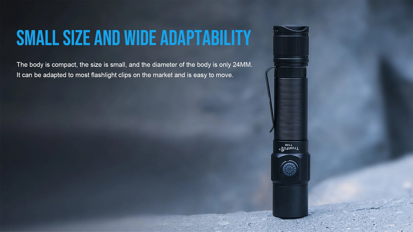Trustfire T10R Tactical LED Flashlight — 1800 Lumen, USB-C Rechargeable 18650 Torch with Dual Switch