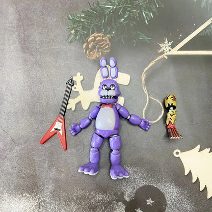 14CM FNAF Action Figures — Movable Nightmare Freddy, Bonnie, Foxy, Chica PVC Collectible Toys with Blacklight Effect