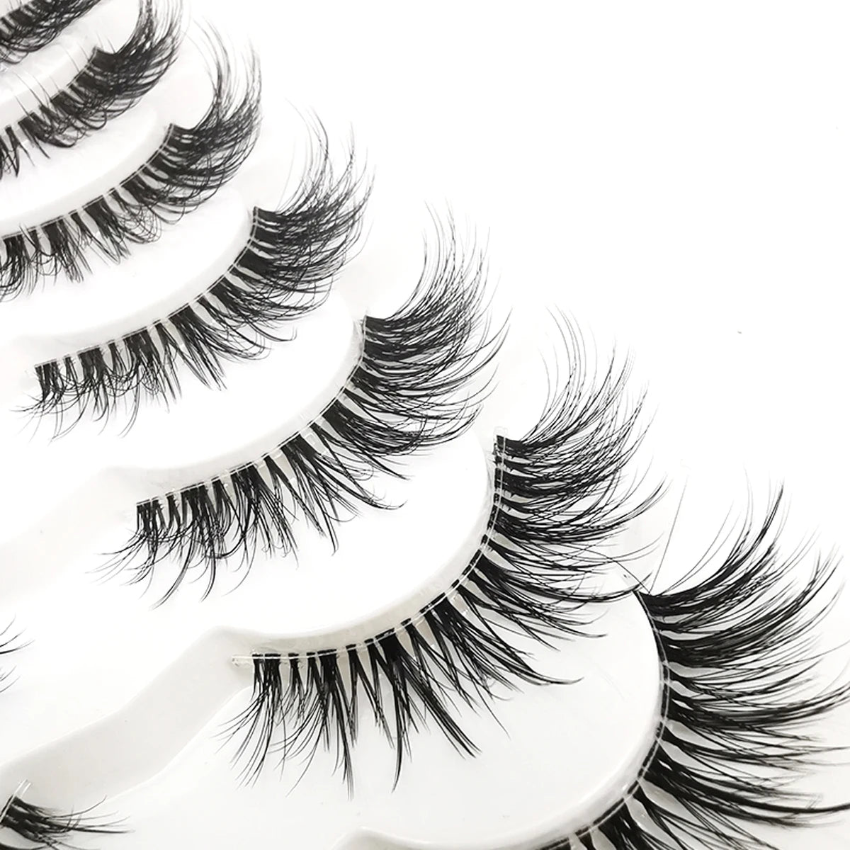 HBZGTLAD 7 Pairs Cat Eye Faux Mink Lashes – Clear Band, Wispy & Natural Full Strip Eyelashes
