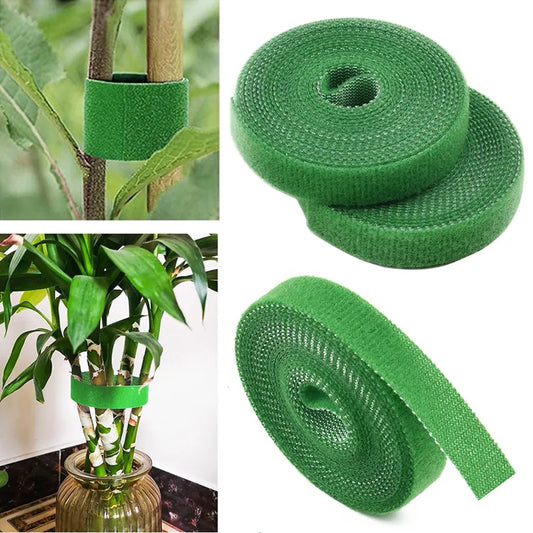 3 Rolls Green Garden Twine Plant Ties - Nylon Plant Bandage with Hook Loop for Bamboo Cane Wrap Support - Garden Accessories