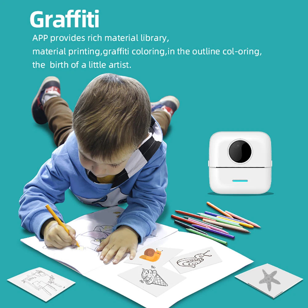 Portable HD Mini Thermal Printer - Universal 57mm Self-Adhesive Paper Label Sticker | Phone Picture & Photo Printing 2024