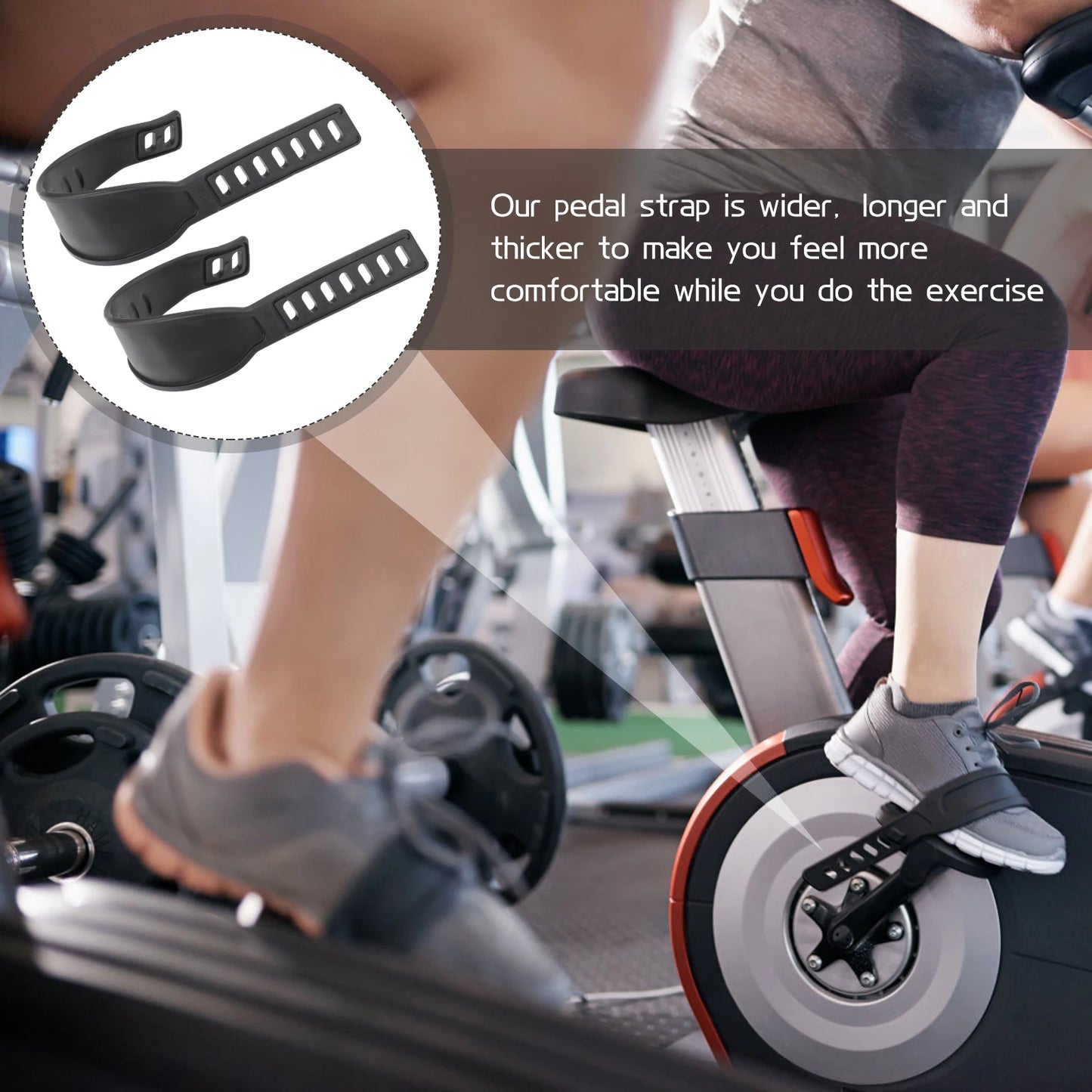 Adjustable Spinning Bike Pedal Straps – Zipper Toe Pedals, Footrest Clips for Exercise & Cycling Gym Foot Support