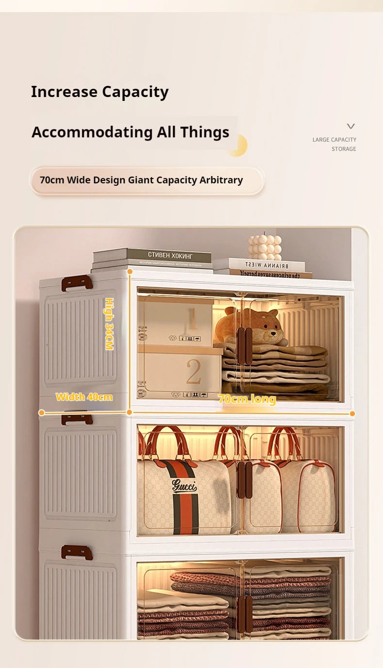 2025 Folding Living Room Cabinet – Multifunction Rolling Closet Organizer with Large Capacity Storage