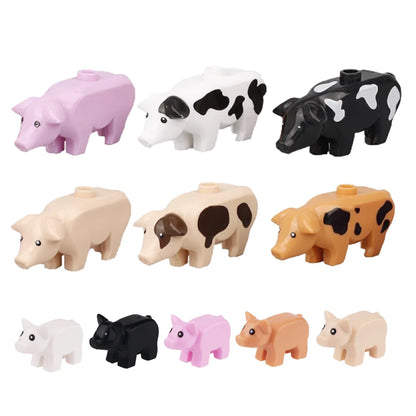 MOC Animal Scene Building Blocks – Zoo & Wildlife DIY Toy Bricks with Ducks, Cats, Dogs, Penguins, Eagles, Wolves, Bears, Deer, Sharks, Snakes, Mice, Sheep (K055)