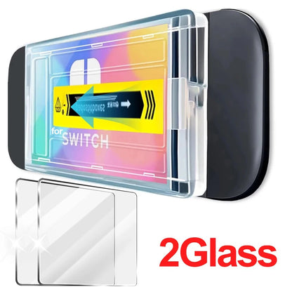 1-4PCS Tempered Glass Screen Protector for Nintendo Switch / Switch OLED / Switch 2 – Anti-Scratch with Auto-Alignment Frame