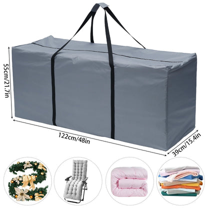 Outdoor Garden Furniture Cushion Storage Bag — Waterproof Zipped Trunk Case, Heavy-Duty 210D Rip-Proof Oxford Fabric