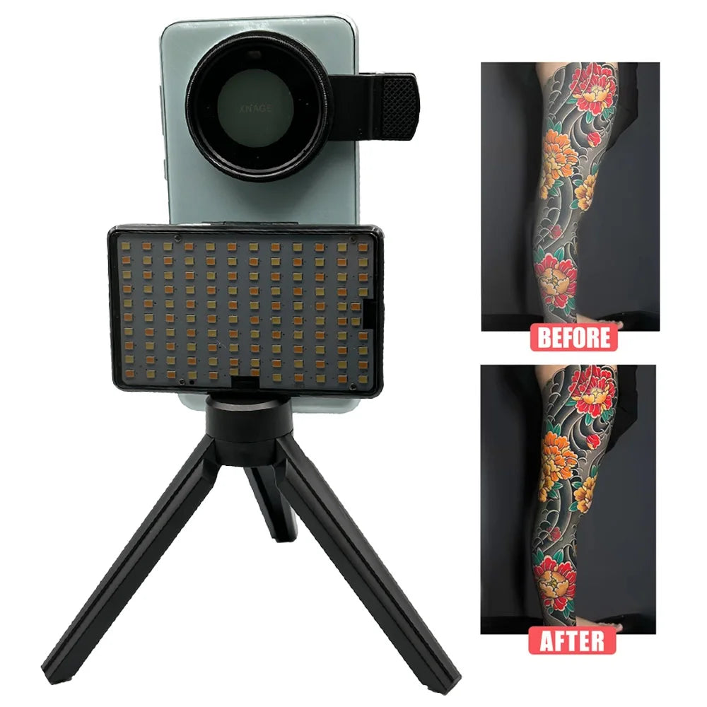 120 LED Tattoo Photography Fill Light with 52mm CPL Circular Polarizing Filter for Cellphones