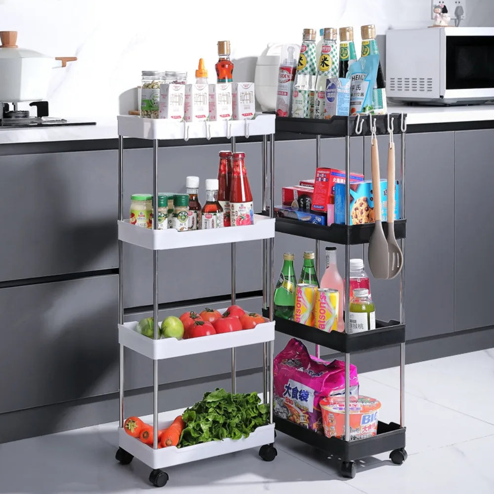 Rolling Bathroom Storage Rack with Wheels: 3/4 Layer Multi-Purpose Utility Cart - Organize Your Bathroom with Ease