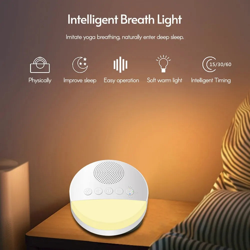 Baby White Noise Machine - Kids Sleep Sound Player with Night Light, Timer, USB Rechargeable, Timed Shutdown