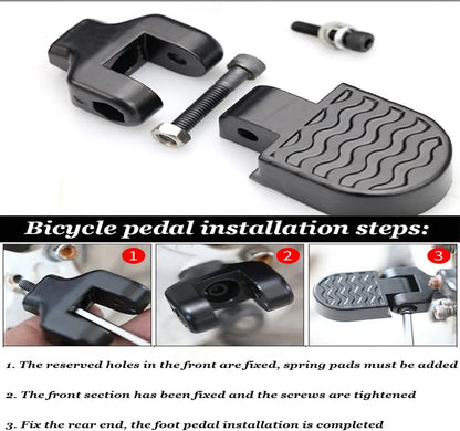 1 Pair Mini Bicycle Rear Pedals: Aluminium Alloy Folding Foot Rest Bike Pegs - Non-Slip Quick Release Foot Pedal