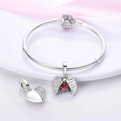 MULA Silver-Plated Sunflower & Four-Leaf Clover Dangle Charms - DIY 3MM Snake Chain Bracelet