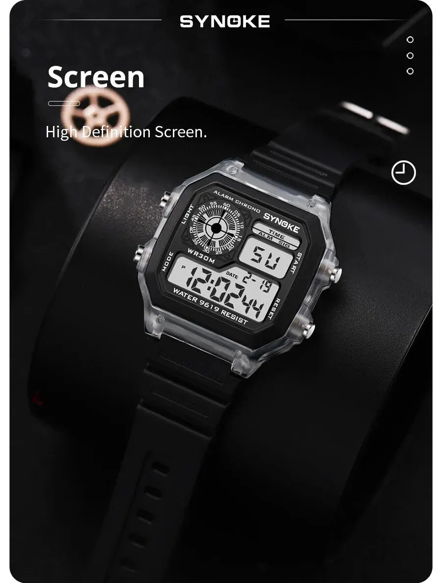 SYNOKE Digital Sports Watch for Men & Women – Luminous, Multifunction, Waterproof Wristwatch with Seven Lights for Outdoor & Running