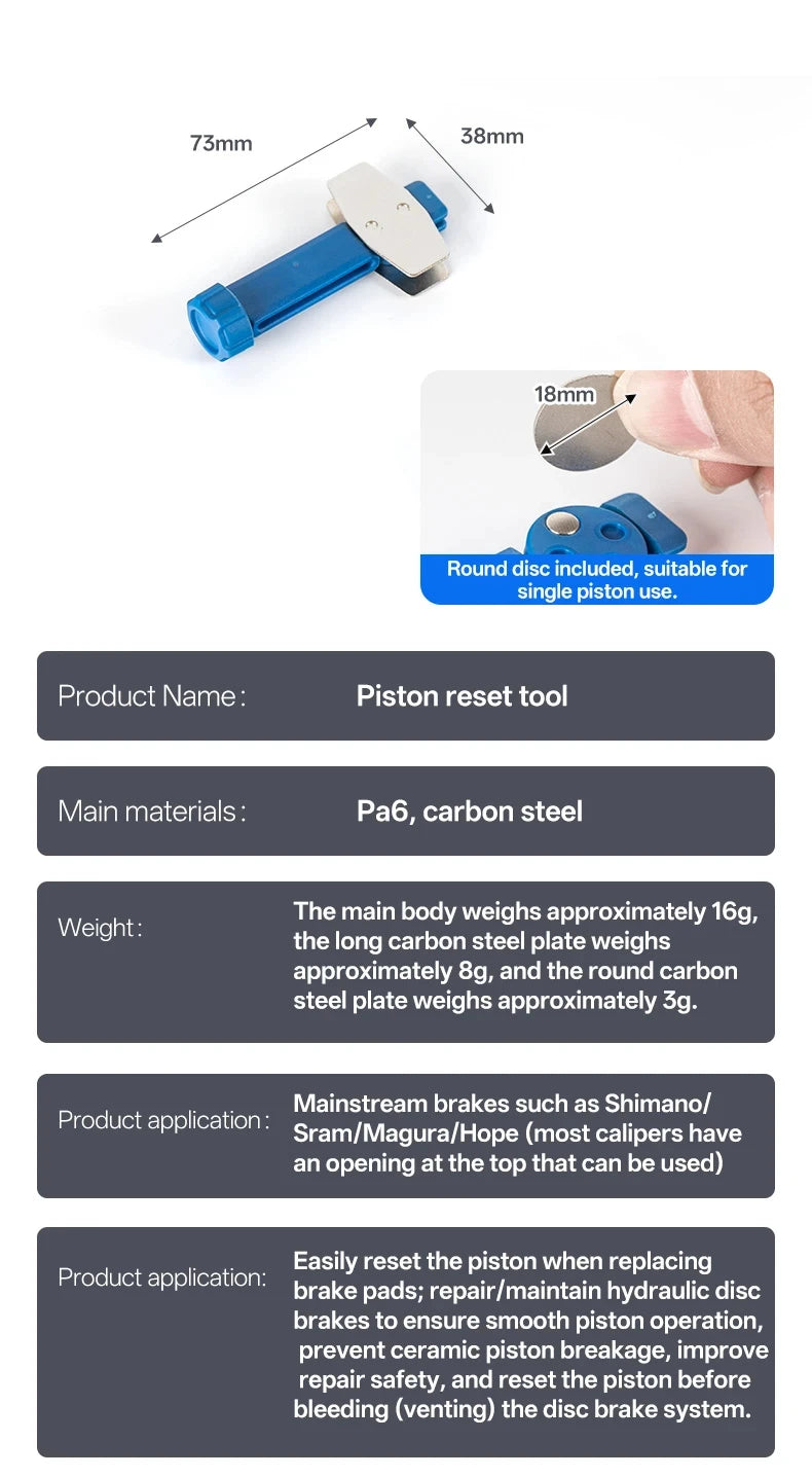 Durable Steel Bicycle Brake Pad Spreader – 360° Rotatable Hydraulic Disc Brake Caliper Piston Reset Tool