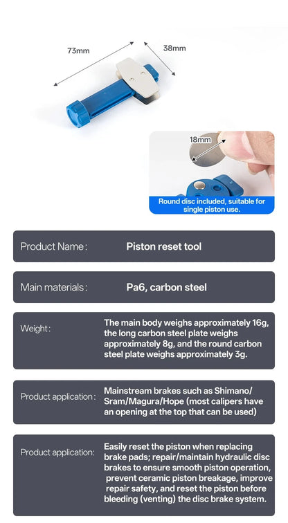 Durable Steel Bicycle Brake Pad Spreader – 360° Rotatable Hydraulic Disc Brake Caliper Piston Reset Tool