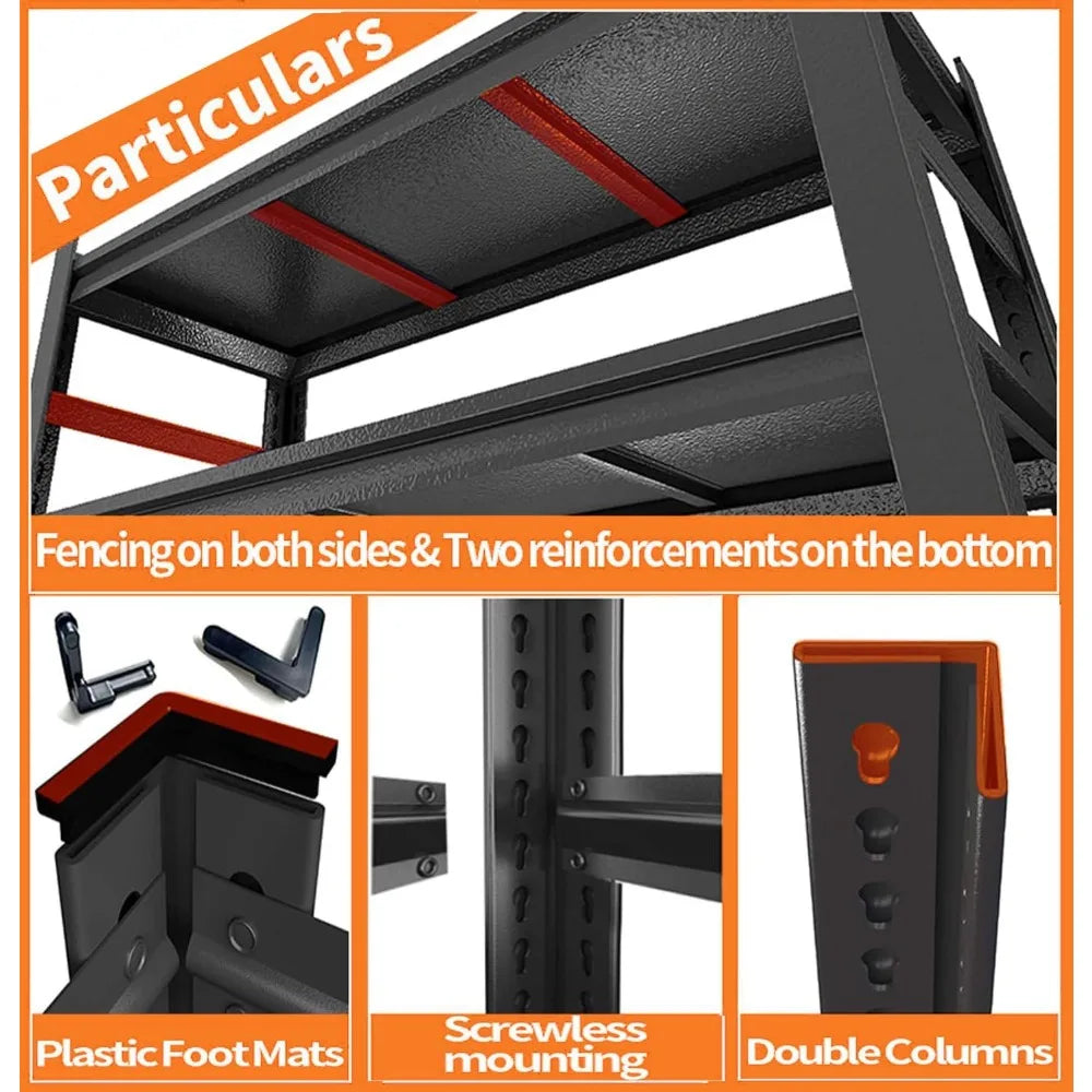 Heavy Duty 5-Tier Metal Garage Shelving – 3500LBS Adjustable Storage Shelves for Basement & Commercial Use