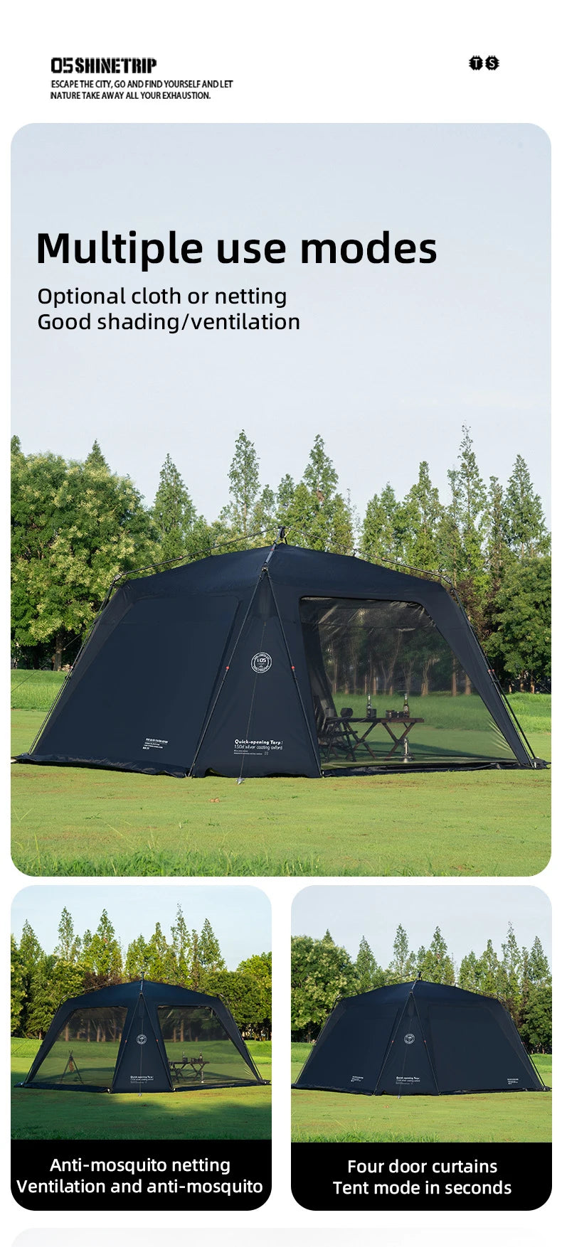 ShineTrip Oversized Dome Tent – Quick Setup, Waterproof & Sunproof Silver-Coated Canopy for Camping (05 Series)