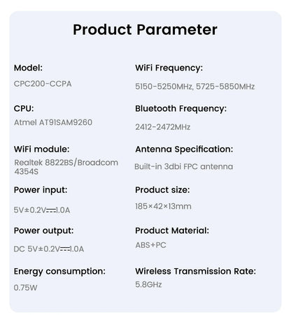 CarlinKit Wireless CarPlay Adapter — USB Dongle for Android Auto, MirrorLink, Waze & Spotify Car Multimedia