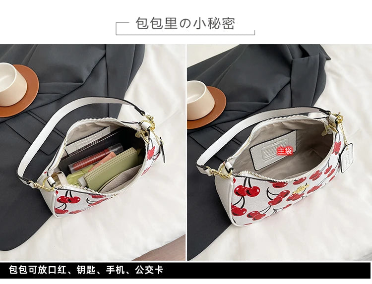 2025 Modern Vintage Cherry Crossbody Bag – Mahjong-Style Chain Shoulder & Underarm Bag, Women’s Light Luxury