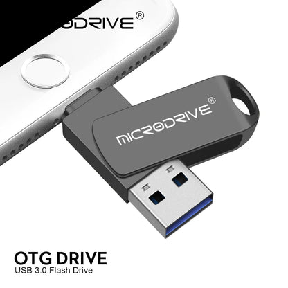 iPhone/iPad OTG Flash Drive – 32GB, 64GB, 128GB, 256GB Memory Stick, USB 3.0 Pen Drive, Mobile Micro USB
