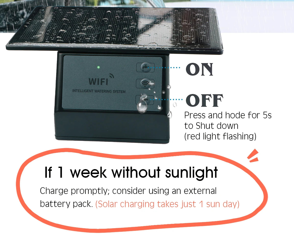 Tuya WiFi Solar Smart Drip Irrigation System — Remote Control Watering Kit for Garden & Balcony Plants